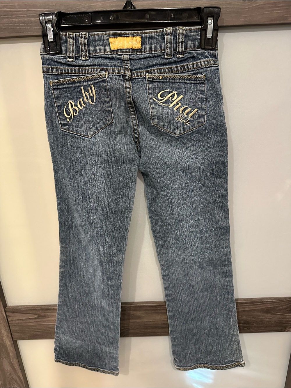 Vintage Baby Phat Jeans Blue Flare Girls 8 Embroidered Cat Logo Hip Hop 90s